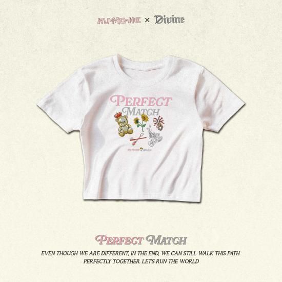 DIVINExNUMONEコラボ Perfect Match Baby Tee 白/黒 Gemini