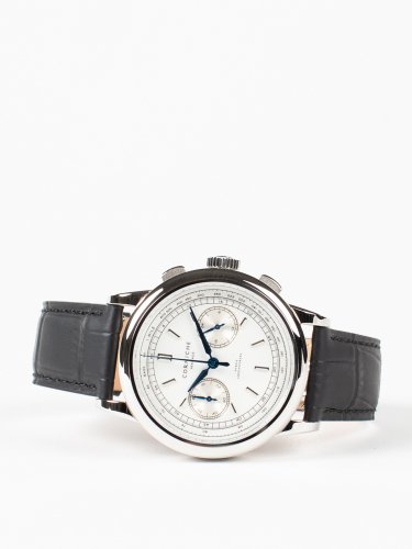Heritage Chronograph シルバーケース ホワイトダイアル ブラックレザー 時計 
