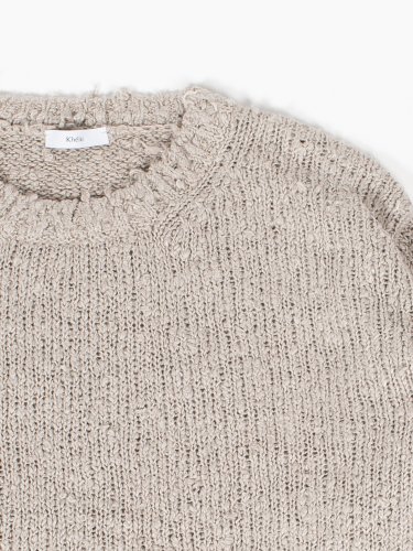 LINEN BOUCLE YARN HAND KNITTING SWEATER L.Beige