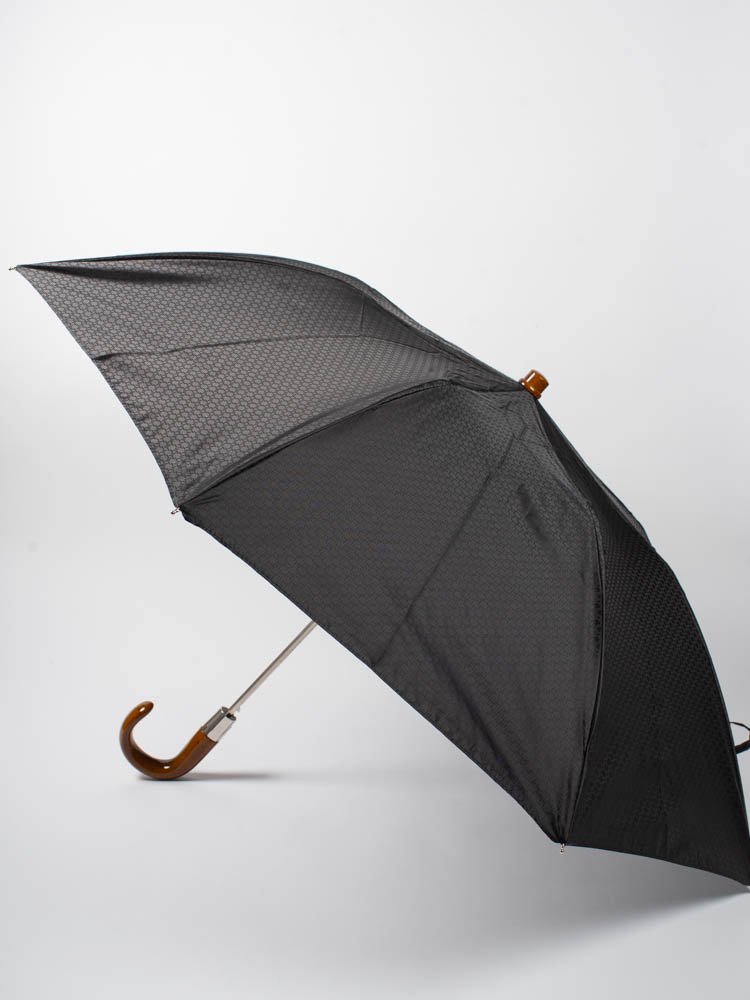 パソッティ BLACK SPUARE PATTERN UMBRELLA WITH SILVER LION HANDLE