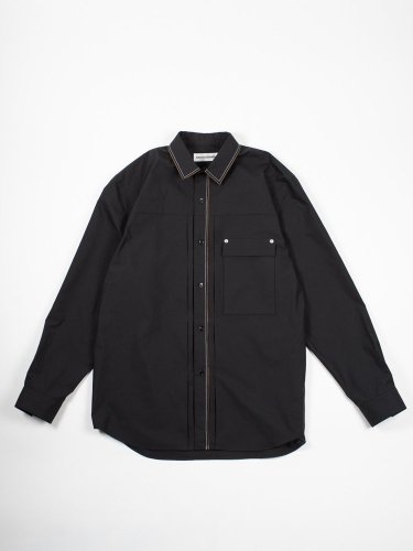 Pleated Front Type-1 Work L/S Shirt Black with Bi-colour Stitch