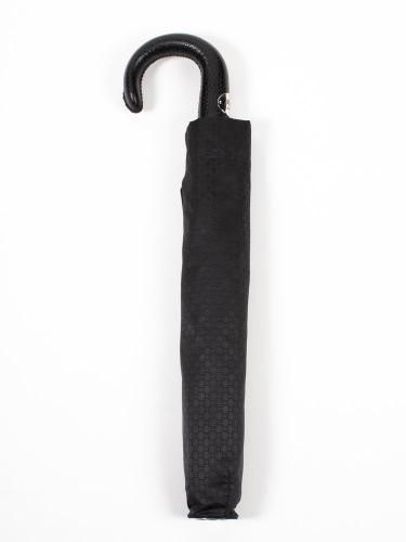 BLACK SPUARE PATTERN FOLDING UMBRELLA WITH LEATHER HANDLE