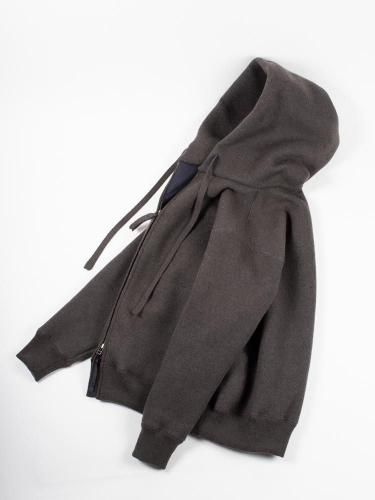 WOOL SWEAT ZIP HOODIE GREY