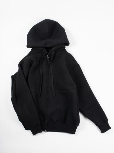 WOOL SWEAT ZIP HOODIE BLACK