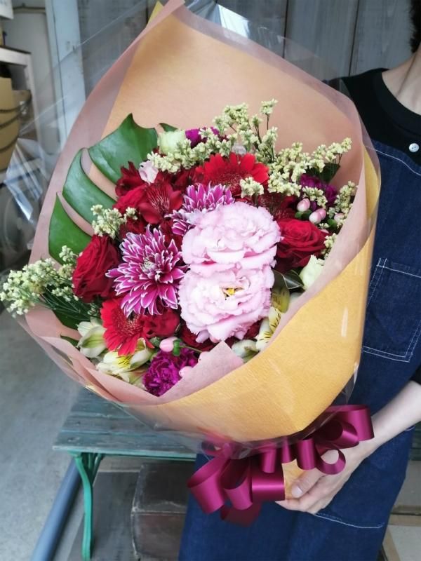 多彩な色の造花の花束 贈答・贈呈用花束・造花花束・花束ギフト】薔薇とダリアと