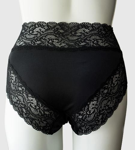 ゆきまま　レーシーショーツM2点黒 ニッセン ショーツ M L アウターにひびきにくい レーシー