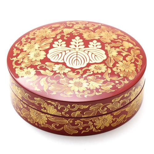 大香合 9寸 寺紋菊唐草沈金 - 輪島 蔦屋漆器店 仏具販売サイト 大香合 9寸 寺紋菊唐草沈金 - 輪島 蔦屋漆器店 仏具販売サイト
