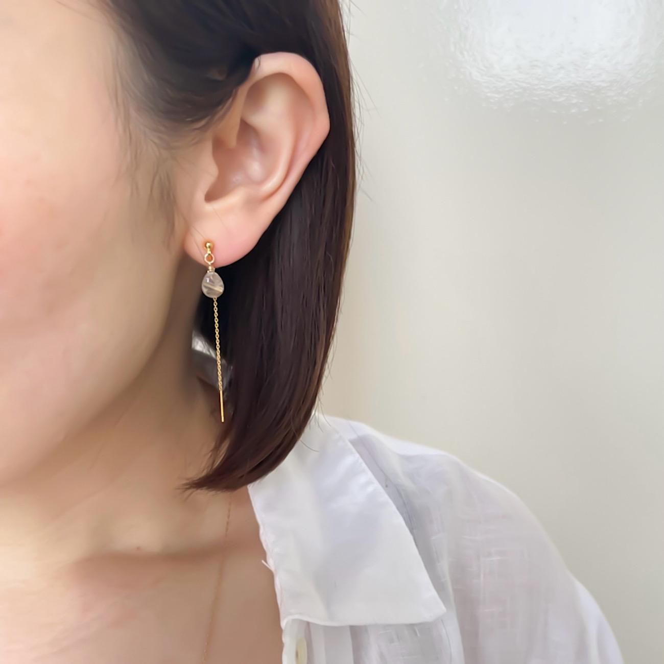 ルチルのイヤリングたん！できました！すごい！ 楽天市場】ピアス 希少石 ルチルクォーツ キャッツアイルチル