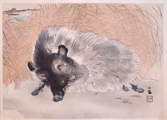 栖鳳画伯筆十二支帖（12 animals drawed by Seiho) Brown cover