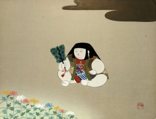   ͷ (A)  ƻƸ Kyoto's children doll painting ʿ ޥꥢ˼  (SHIKISHI)