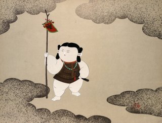 京わらべ  雅人形 国のはじめ Kyoto's children doll painting 山岡陳平画 マリア書房  色紙(SHIKISHI)