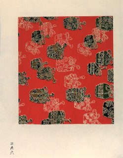 千代紙 Japanese paper with colored figures.【千代紙集成より一枚物】  (one piece）彩色木版刷