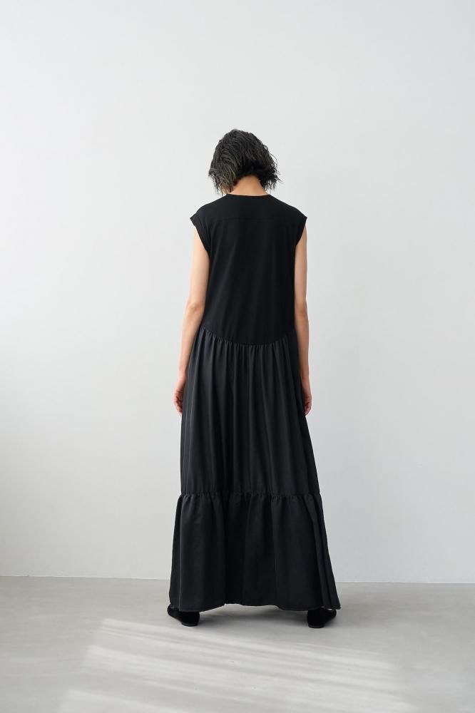 【人気ショップが最安値挑戦！】 VネックC/Sワンピース ブラック×ブラック - SINME ONLINE STORE ワンピース