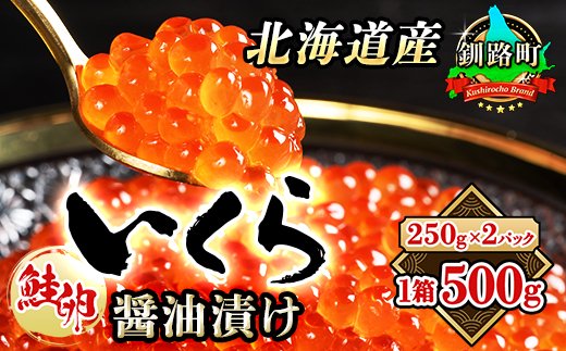 【北海道釧路町】北海道産 鮭卵 いくら醤油漬け 250g ×2パック ×1箱