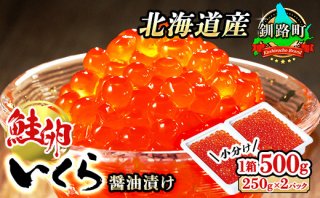 【北海道釧路町】北海道産 鮭卵 いくら醤油漬け 250g ×2パック ×1箱