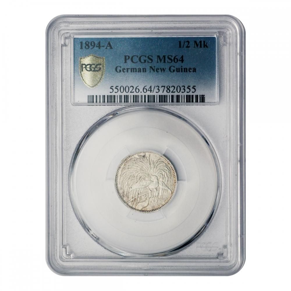 優れた品質 極楽鳥1/2マルク銀貨 1894年A セキグチは1964年創業 - MS64 PCGS コレクション
