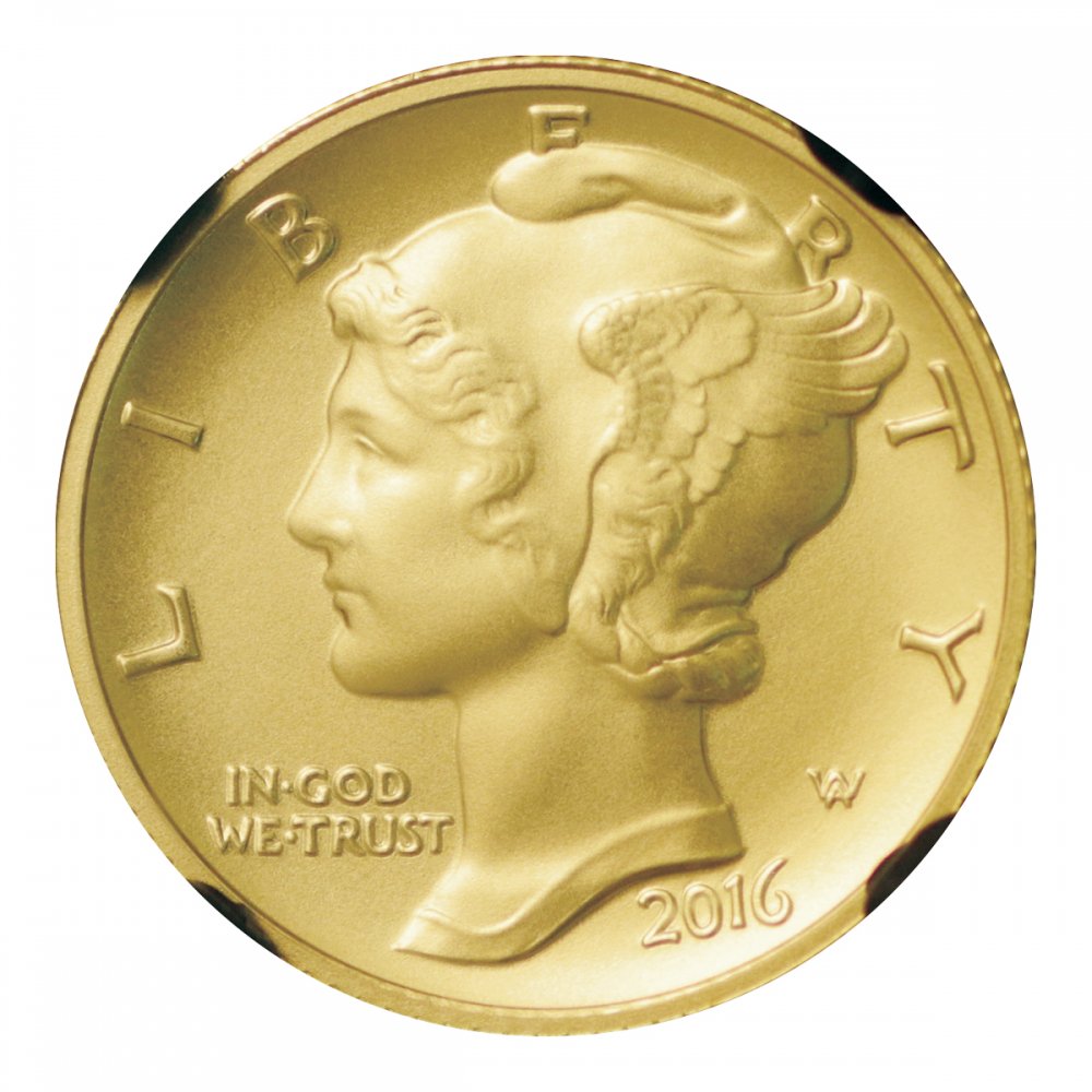 アメリカ 2016年 10セント マーキュリーダイム 発行100年記念金貨 NGC SP69 - セキグチは1964年創業の古銭・アンティーク