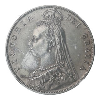 イギリス 1887年 1/2クラウン銀貨 NGC PF61
