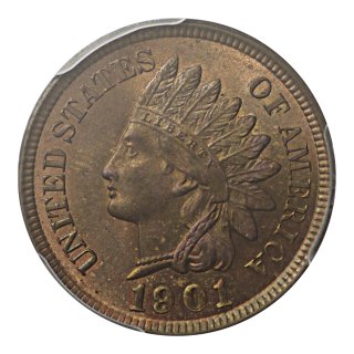 アメリカ 1901年 1セント銅貨 インディアン PCGS MS65RB