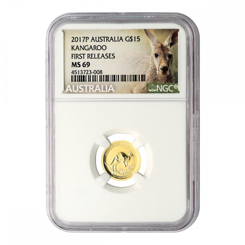 オーストラリア 2017年-P 15ドル カンガルー 1/10オンス金貨 NGC MS69 ファーストリリース - セキグチは1964年 創業の古銭・アンティークコイン・切手の販売買取専門店