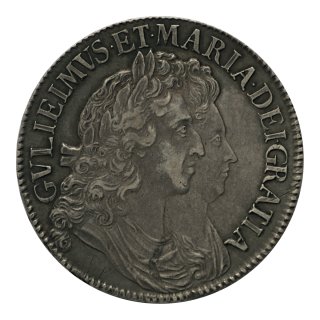 イギリス 1691年 1クラウン銀貨 ウィリアム&メアリー VF+