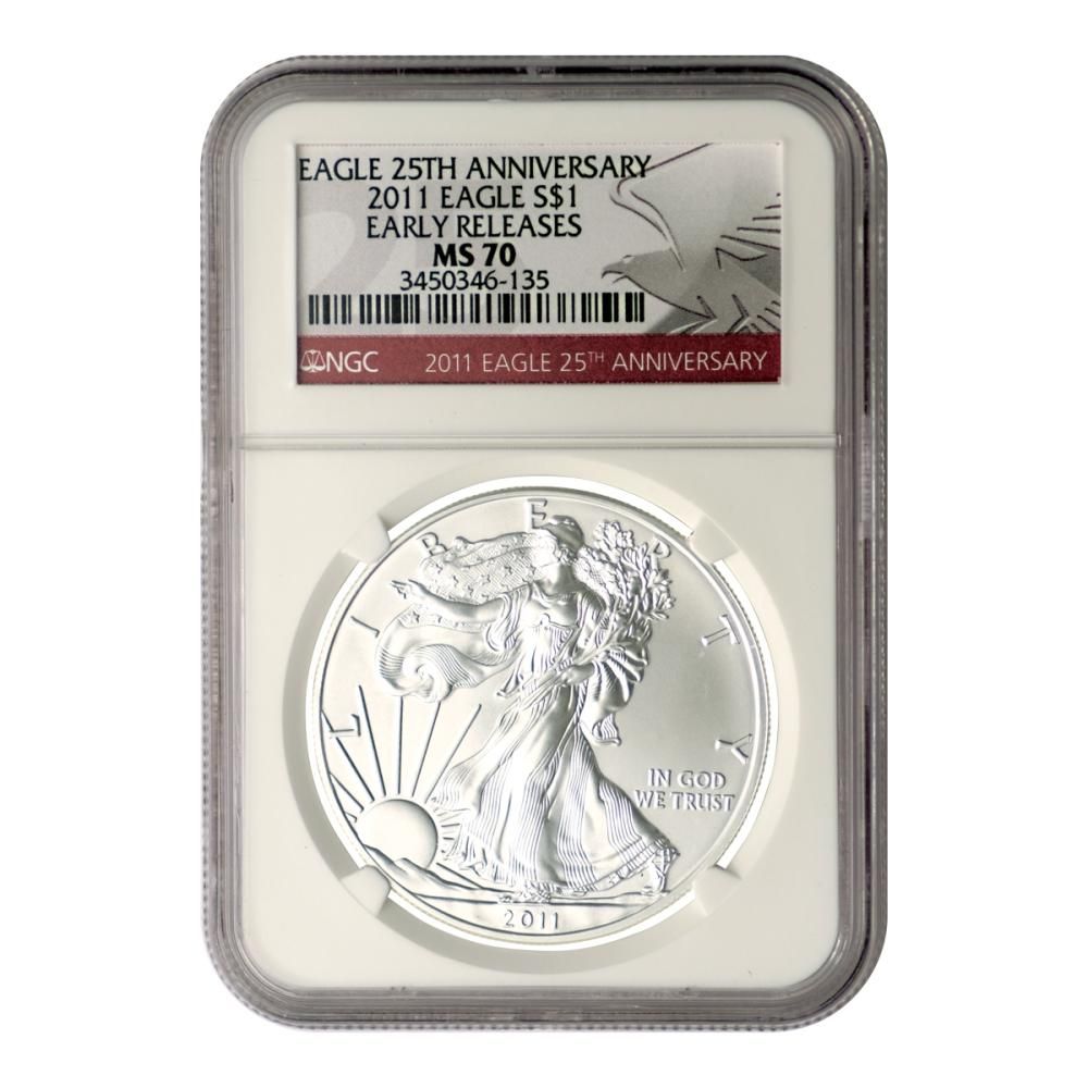豊富な商品から アメリカ 2011年 RELEASES EARLY MS70 NGC 1ドル銀貨 イーグル 貨幣