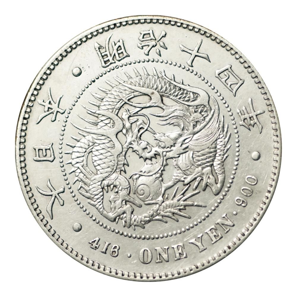 ☆近代日本☆新一円銀貨(大型)☆明治14年☆極美品☆-