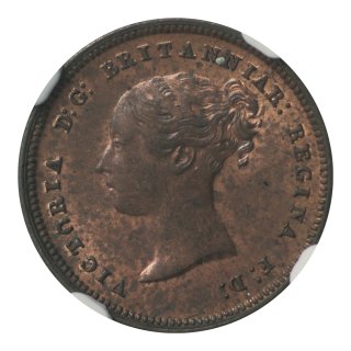 イギリス 1844年 1/2ファージング ヴィクトリア女王 ヤングタイプ NGC. MS 64RB