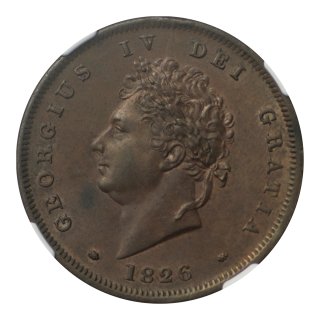 イギリス1826年 1ペニー銅貨 ジョージ4世 NGC MS64 BN