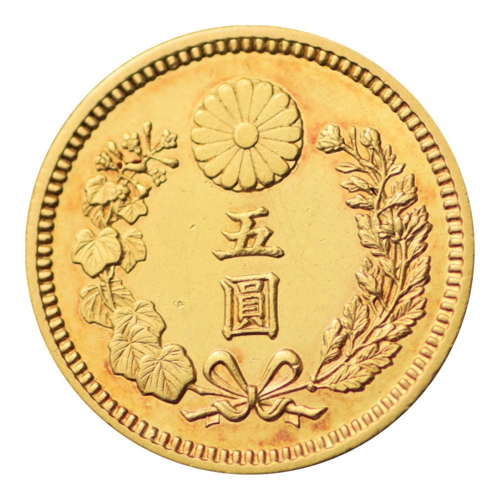 日本 新5円金貨 明治30年 日本貨幣協同組合付 4.2g