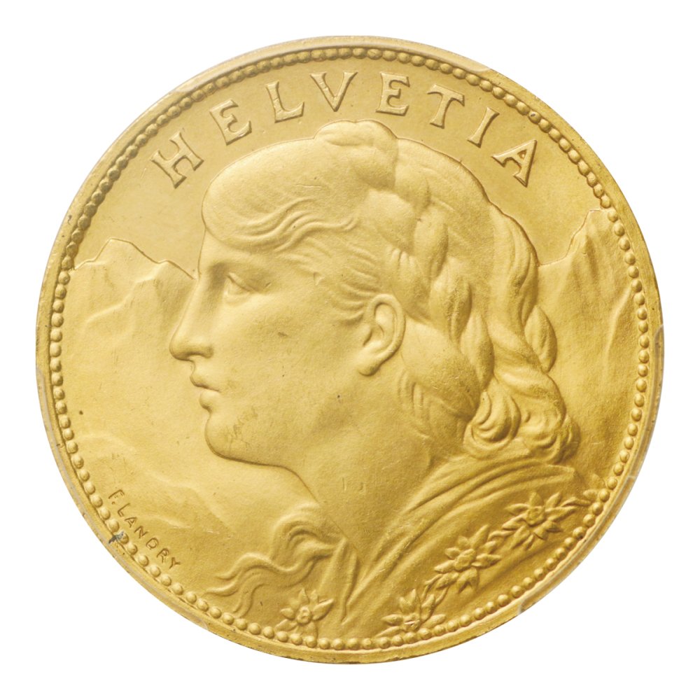 スイス 1925年（B）100フラン ブルネリ金貨 アルプスの少女 Fr