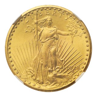 アメリカ 1928年 20ドル金貨 女神立像 NGC MS65