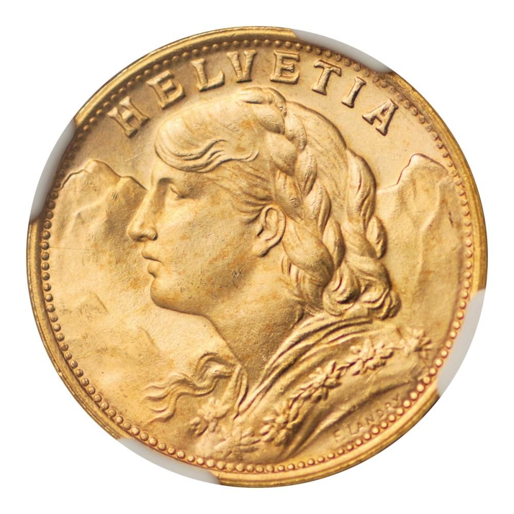 スイス1949年(B)20フラン金貨 NGC MS65 - セキグチは1964年 スイス1949年(B)20フラン金貨 NGC MS65 - セキグチは1964年