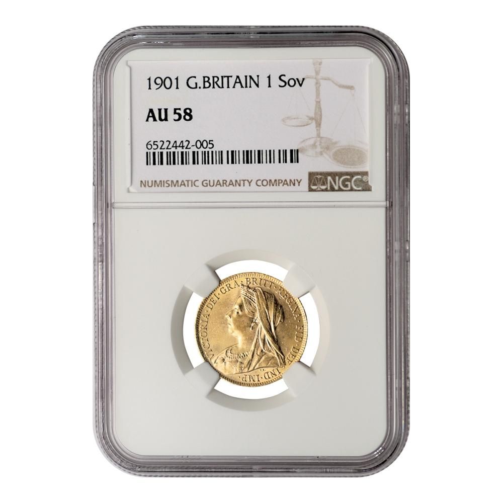 イギリス 1901年 ヴィクトリア女王ベール 1ソブリン金貨 NGC イギリス 1901年 ヴィクトリア女王ベール 1ソブリン金貨 NGC