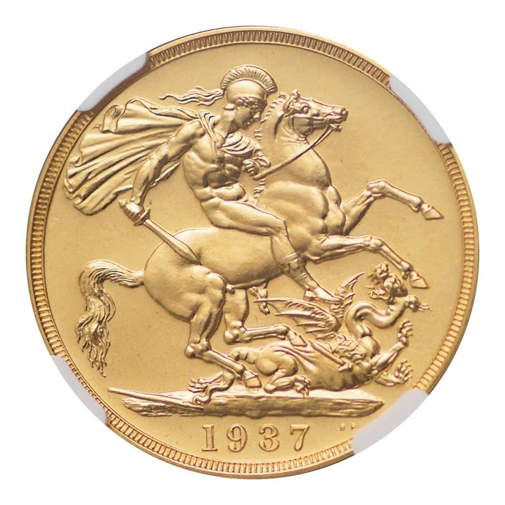 イギリス 1937年 2ポンド金貨 ジョージ6世 NGC PF65 CAMEO