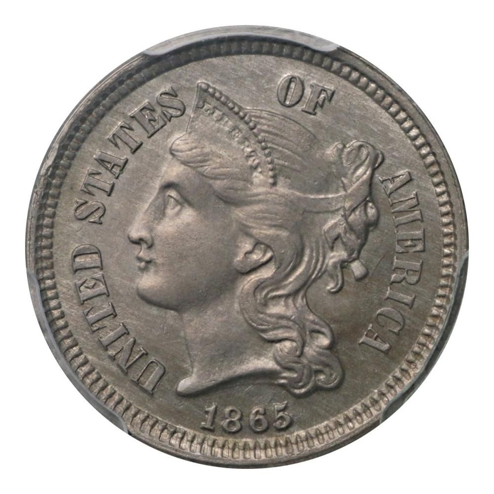 アメリカ 1865年 3セントニッケル貨 PCGS MS64 - セキグチは1964 アメリカ 1865年 3セントニッケル貨 PCGS MS64 - セキグチは1964