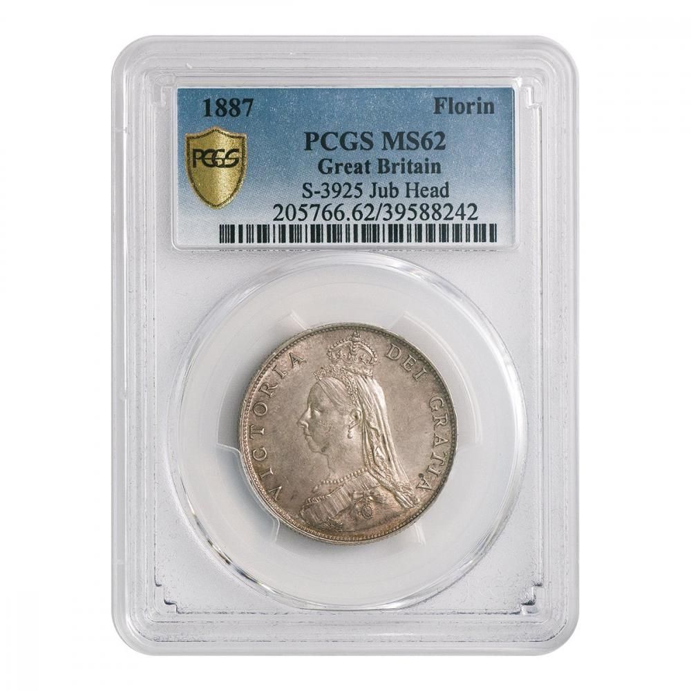 イギリス 1887年 ヴィクトリア女王フローリン銀貨 ジュビリー イギリス 1887年 ヴィクトリア女王フローリン銀貨 ジュビリー