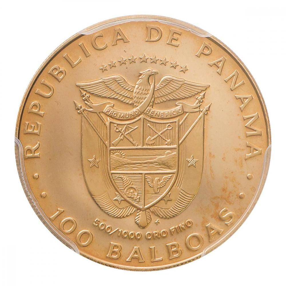 パナマ1980年 100バルボア金貨 パナマ運河100年記念 PCGS