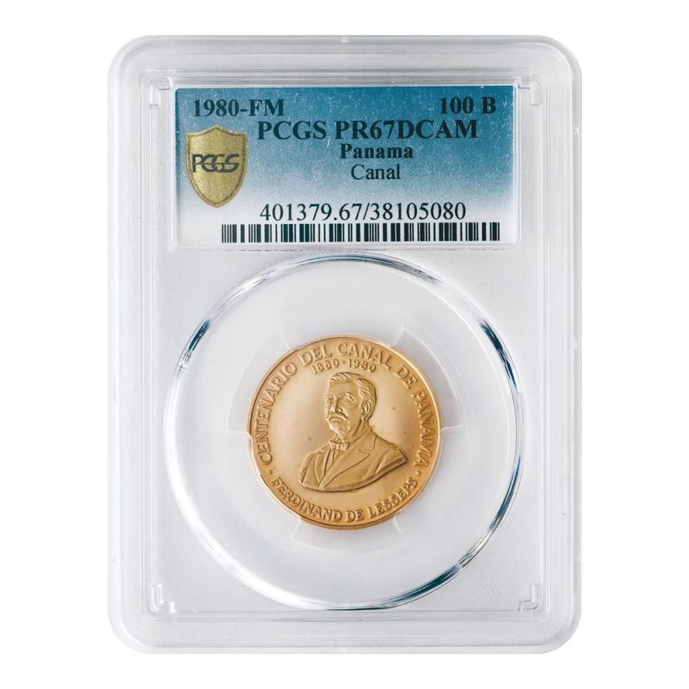 パナマ1980年 100バルボア金貨 パナマ運河100年記念 PCGS