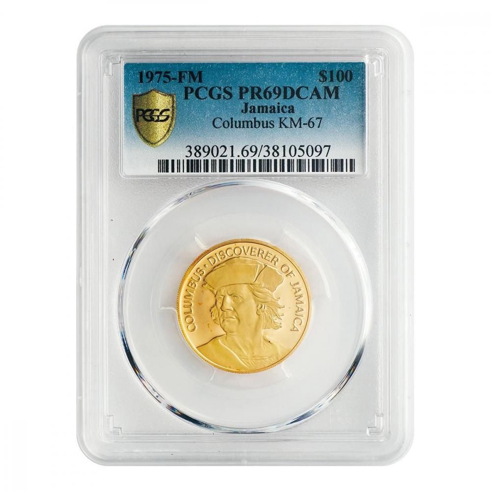 ジャマイカ1975年 100ドル金貨 コロンブス PCGS PR69DCAM - セキグチは