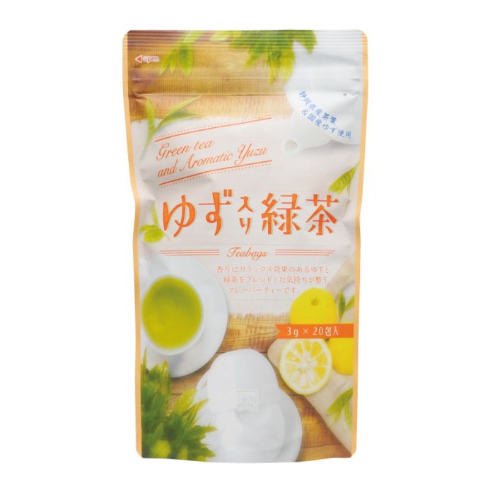 ゆず入り緑茶ティーバッグ (3g×20個) - 阪本自然農園 恵味くらぶ