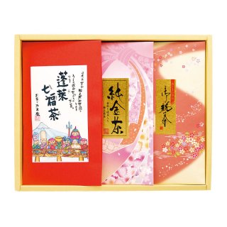 純金茶セット1002（蓬莱七福茶70ｇ・純金茶100g・扇の舞100g）