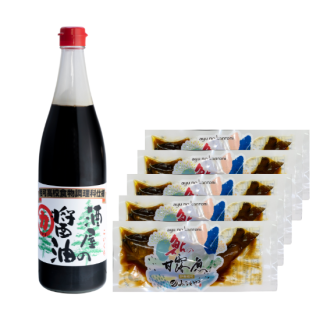 「本鮎甘露煮」5尾とお醬油(720ml)セット 【KAS-501】