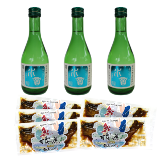 本鮎5尾と純米吟醸水音(300ml)3本セット 【NSS-503】