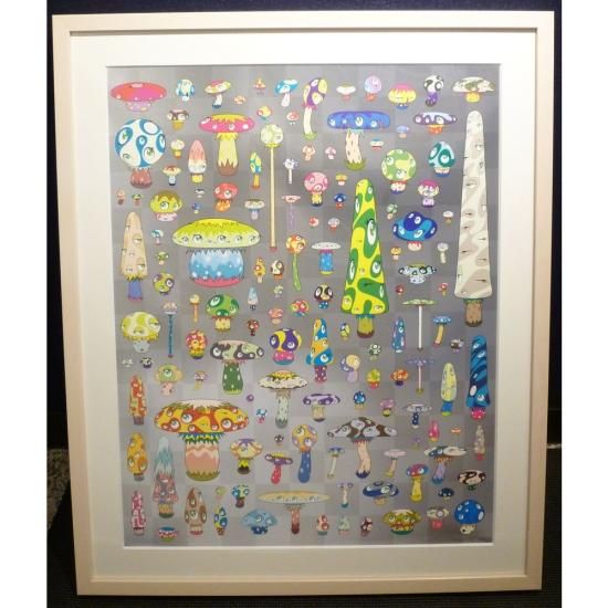 村上隆「ポジきのこ」絵画 額付 版画 - ギャラリーボヤージュ 村上隆「ポジきのこ」絵画 額付 版画 - ギャラリーボヤージュ
