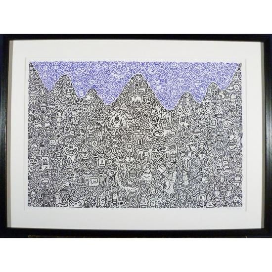 Mr Doodle ミスタードゥードゥル「Mountain Mania」絵画 額付