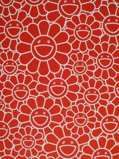 村上隆「お花~赤」絵画 額付 版画 シルクスクリーン 村上隆「お花~赤」絵画 額付 版画 シルクスクリーン