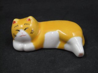 陶器　猫　【上品　黄】