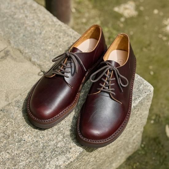 一枚革ダービー メンズ/たつのハンドワックスレザー/ブラウン 一枚革ダービー メンズ/たつのハンドワックスレザー/ブラウン