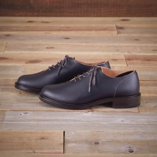 飛鳥ホールカット メンズ／たつの丘染めオイルヌメ／ブラック茶芯